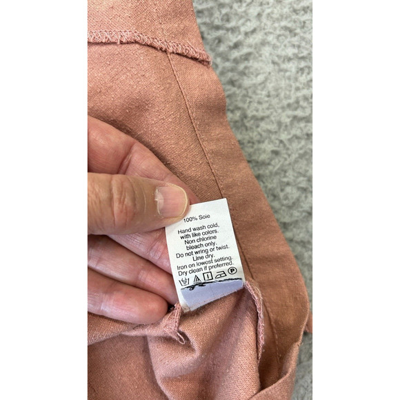 Madewell Portside Faux Wrap Skirt Womens Size 10 Blush Pink Raw Silk Mini - Picture 7 of 10